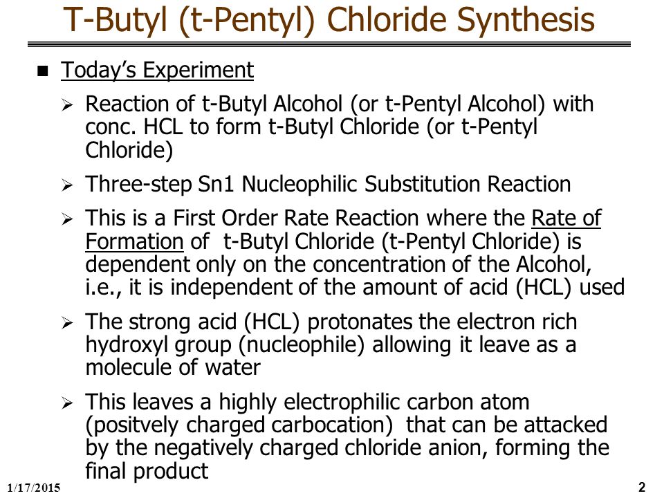 Synthesis of tert-butyl chloride